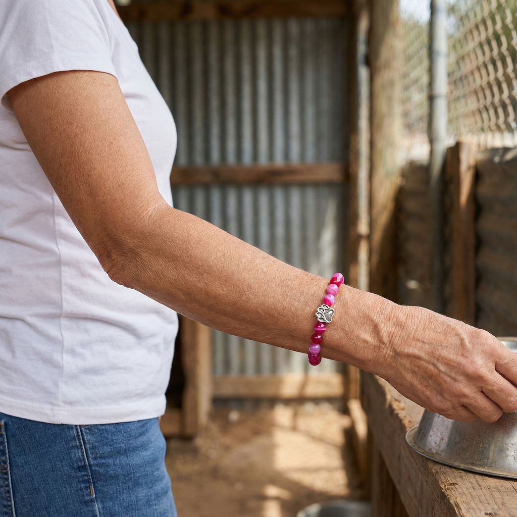 Free Pink Heart Paw Bracelet